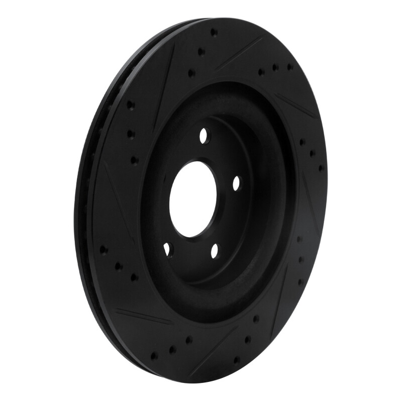 Jaguar S-Type Brake Rotor (1) - Rear Right - R1 Concepts - Drilled & Slotted - Black - `06-`08